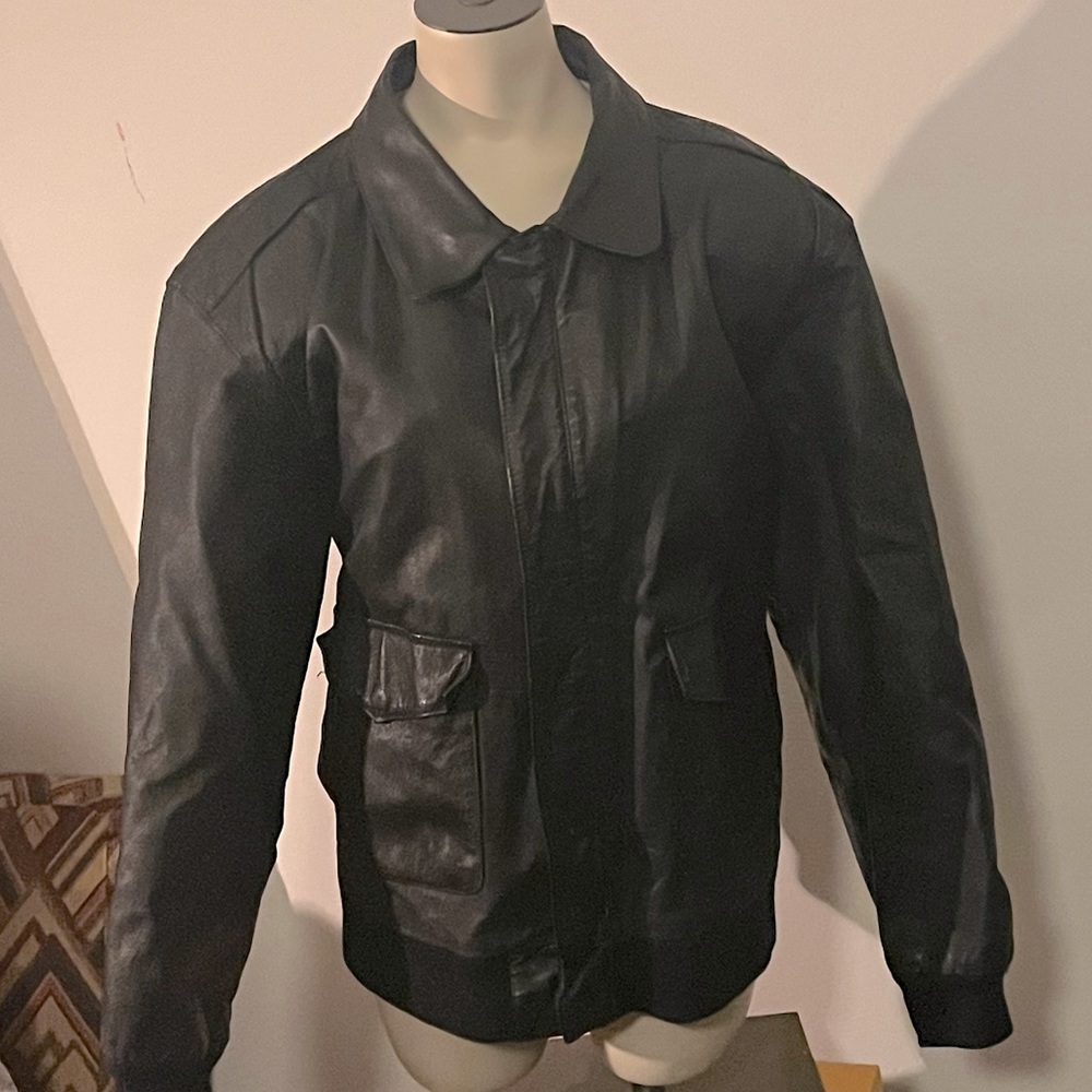 Vintage LA COVINA Black Genuine Leather Jacket X Size : Medium